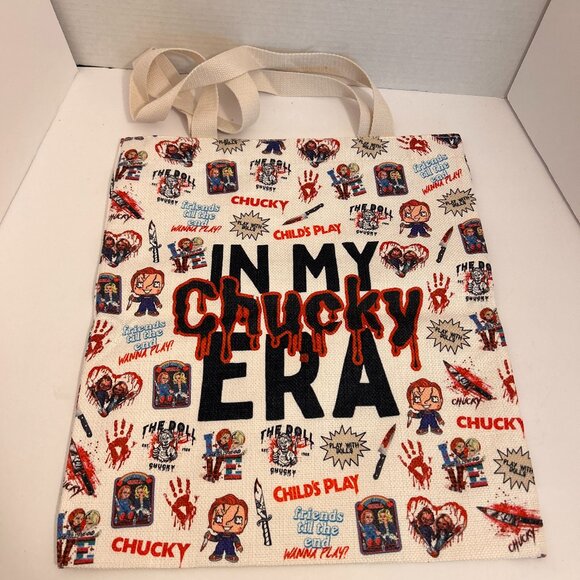 🎃 Set of 2 “In My Chucky Era” Canvas Tote Bags | Halloween Candy Bags | Horror - Picture 1 of 7
